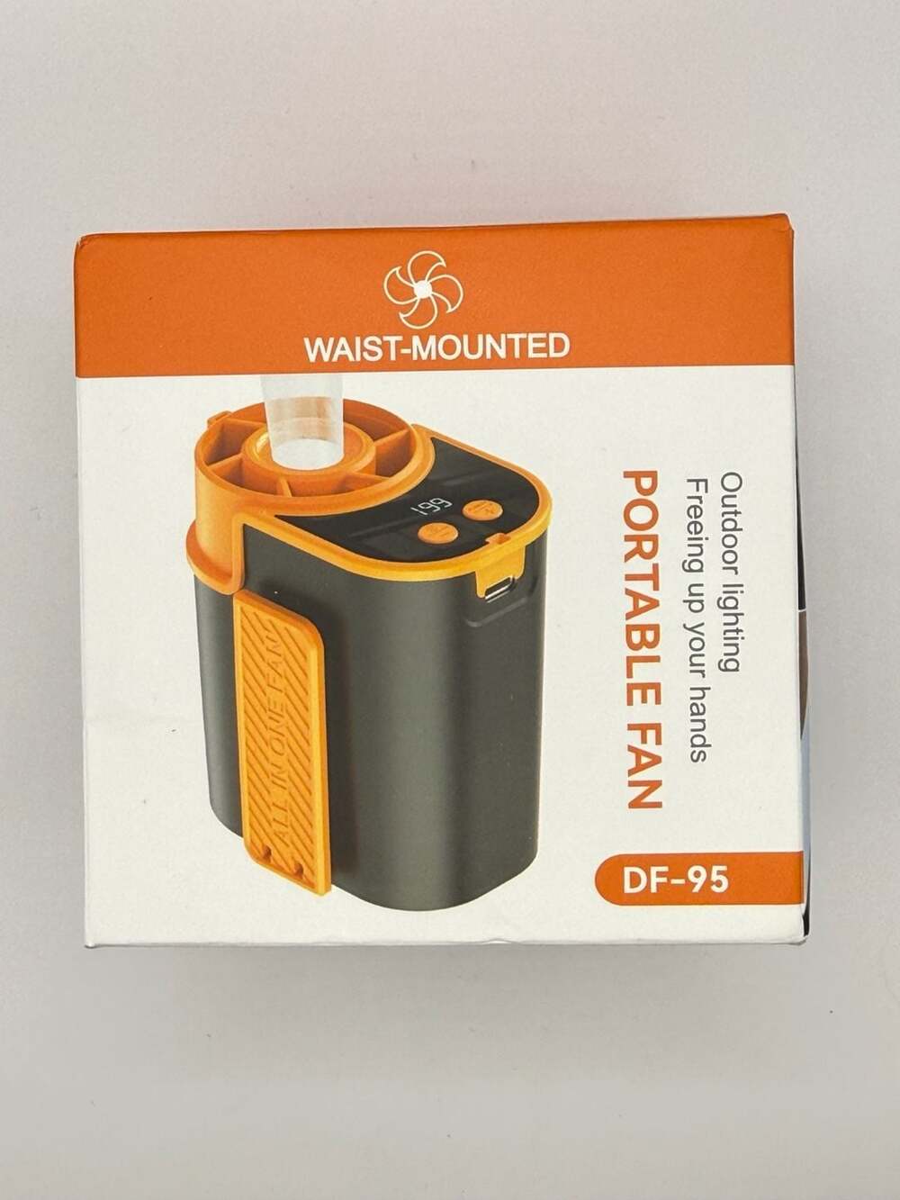 DF-95 Waist-Mounted Portable Fan with LED Light and Display